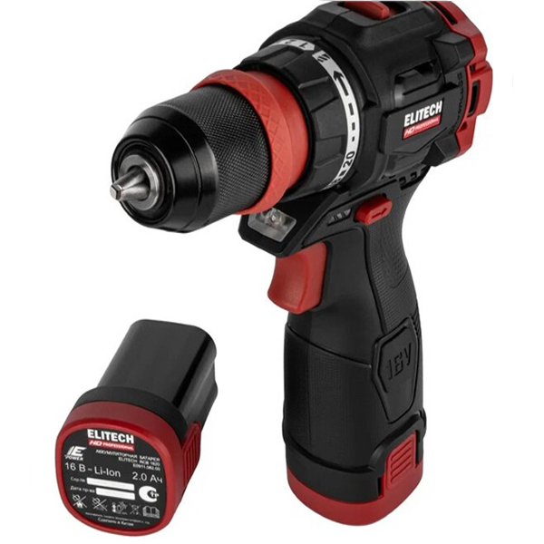 Аккумуляторная дрель-шуруповерт ELITECH CD 16UL2 E2201.078.02 в Перми