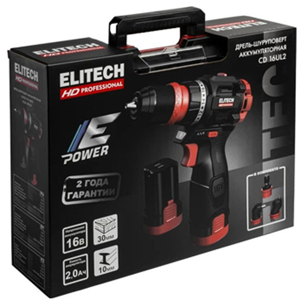 Аккумуляторная дрель-шуруповерт ELITECH CD 16UL2 E2201.078.02 в Перми