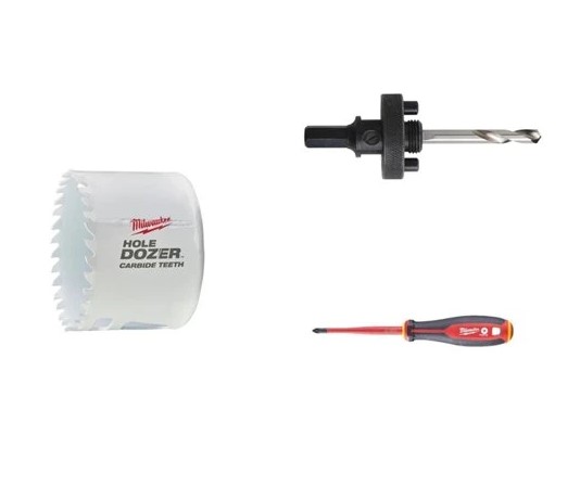 Биметаллическая коронка HOLEDOZER CARBIDE 68мм +трехгранная отвертка VDE PH2 x100мм 4932492470