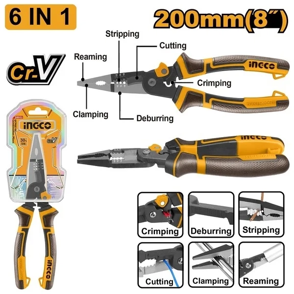 Многофункциональные плоскогубцы с длинным носом 6 в 1 INGCO HMFLNP28200 в Перми 