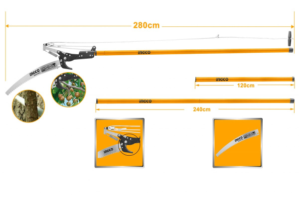 Штанговый сучкорез с пилой INGCO 2.8 м HEPS25281 в Перми 