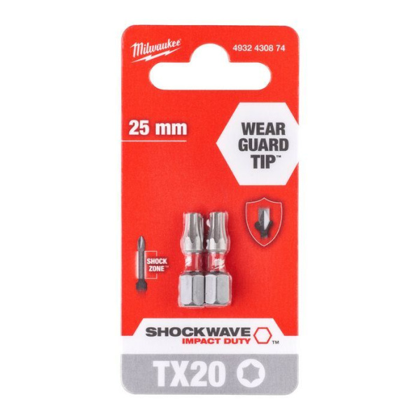 Насадка Milwaukee SHOCKWAVE TX20 25мм (2шт) 4932430874
