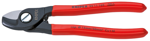 Кабелерез KNIPEX рез: кабель d 15 мм (50 кв. мм, AWG 1/0), 165 мм, чёрный, 1К ручки KN-9511165SB в Перми 