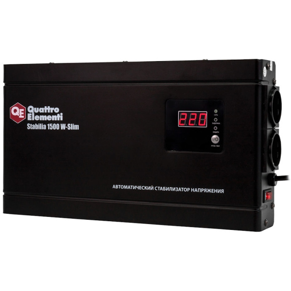 Стабилизатор напряжения Quattro Elementi Stabilia 1500W-Slim (1500 BA, 140-270 B, 3.5кг) настенный  772-579 в Перми