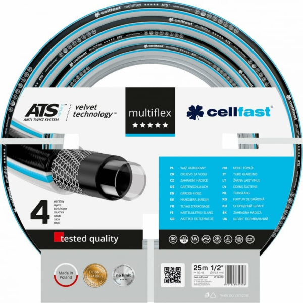 Садовый шланг Cellfast MULTIFLEX ATS VARIANT VT 4 слоя 1/2" 25 м 13-200 в Перми
