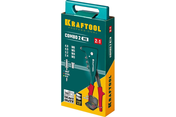 Заклепочник комби KRAFTOOL Combo2-M6 заклепки d.2.4-4.8мм., резьбовые М3-М6мм.  31180 в Перми 