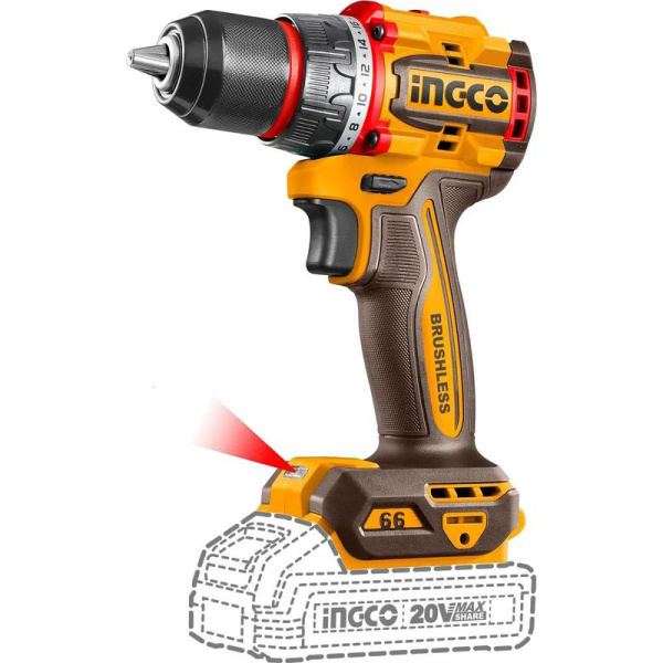 Аккумуляторный бесщёточный шуруповерт INGCO CDLI206681 INDUSTRIAL в Перми