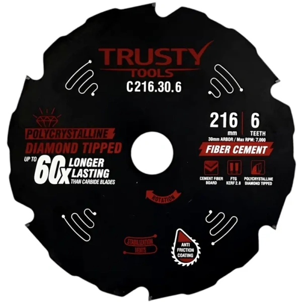 Диск пильный по фиброцементу TRUSTY 216x30 6T C216.30.6