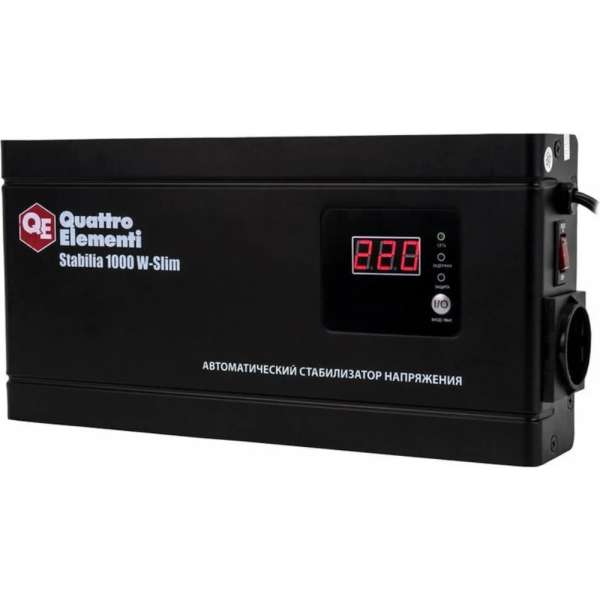 Стабилизатор напряжения Quattro Elementi Stabilia 1000W-Slim (1000 BA, 140-270 B, 2.6кг) настенный  772-562