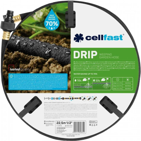 Сочащийся шланг Cellfast DRIP 1/2" 22,5 м 19-003 в Перми