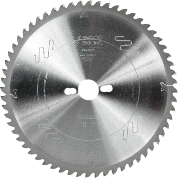 Диск пильный WOODWORK для торцовочных станков 260x2.4x30 мм, 60T, A=-5° ATB  34.260.60 в Перми