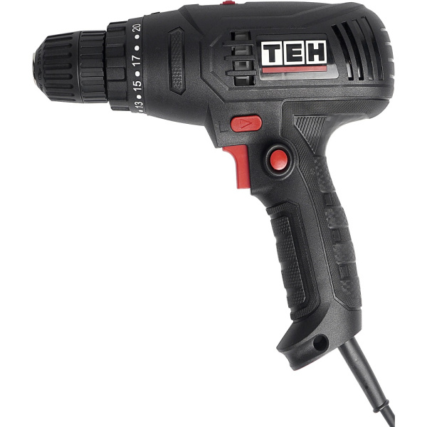 Сетевой двухскорострой шуруповерт TEH TD1003S Двухскоростной шуруповерт, мощность 300 Ватт. Самозажимной
