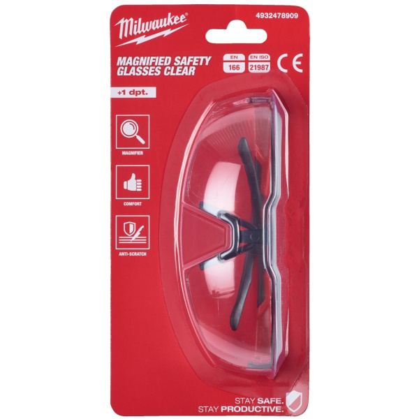Очки защитные Milwaukee 9 MAGNIFIED с зоной коррекции +1.0 4932478909