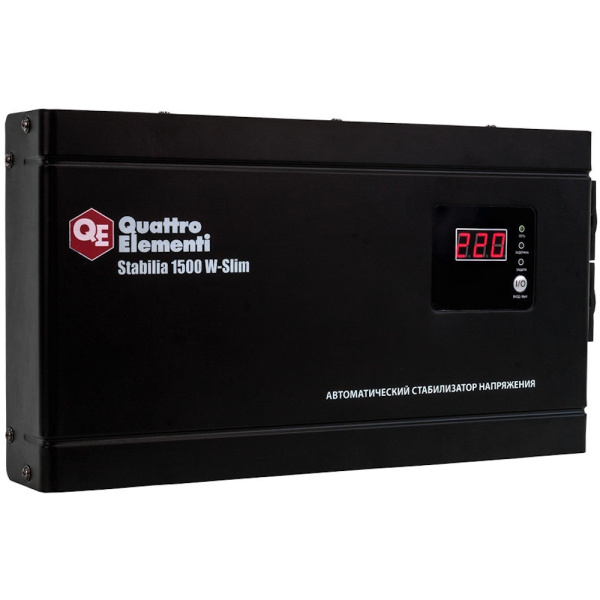 Стабилизатор напряжения Quattro Elementi Stabilia 1500W-Slim (1500 BA, 140-270 B, 3.5кг) настенный  772-579 в Перми