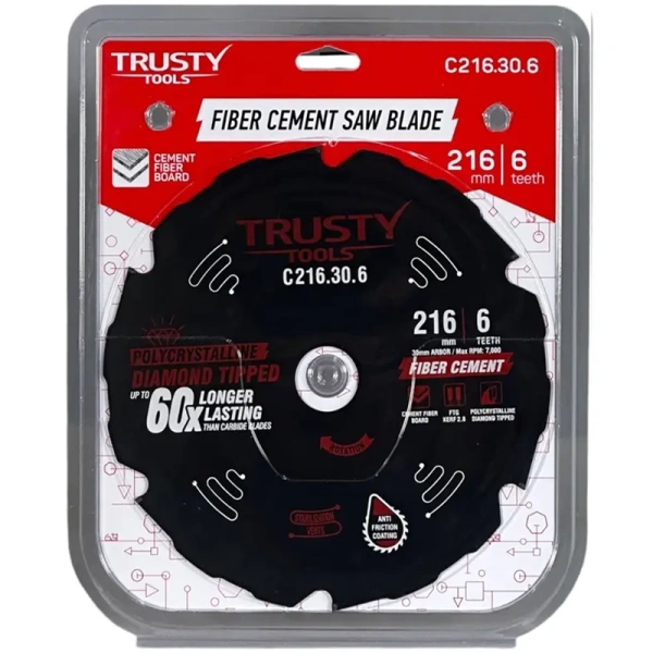 Диск пильный по фиброцементу TRUSTY 216x30 6T C216.30.6 в Перми