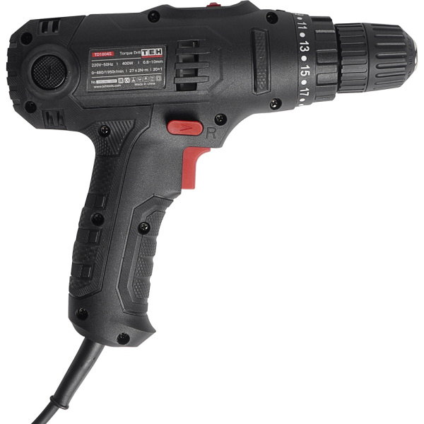 Сетевой двухскорострой шуруповерт TEH TD1004S Двухскоростной шуруповерт, мощность 400 Ватт. Самозажимной в Перми