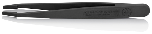 Пинцет углепластиковый KNIPEX ESD, 115 мм, гладкие прямые тупые губки, ширина наконечников: 3.3 мм, чёрный матовый KN-920904ESD в Екатеринбурге 