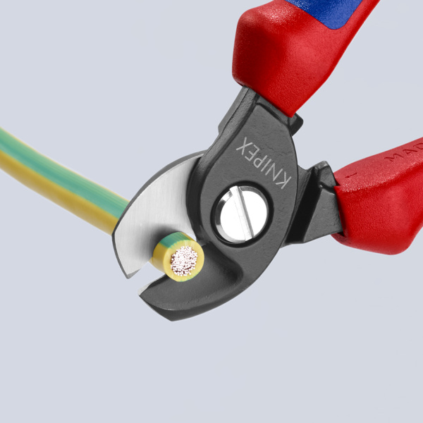 Кабелерез KNIPEX рез: кабель d 15 мм (50 кв. мм, AWG 1/0), 165 мм, чёрный, 2К ручки KN-9512165SB в Перми 