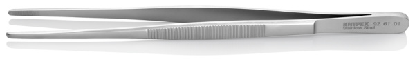 Пинцет KNIPEX универсальный, нержавеющая сталь, 200 мм, зазубренные прямые тупые губки, ширина наконечников: 3.2 мм KN-926101 