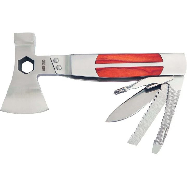 Топор-мультитул 12в1 WORKPRO нержавеющая сталь WP383001