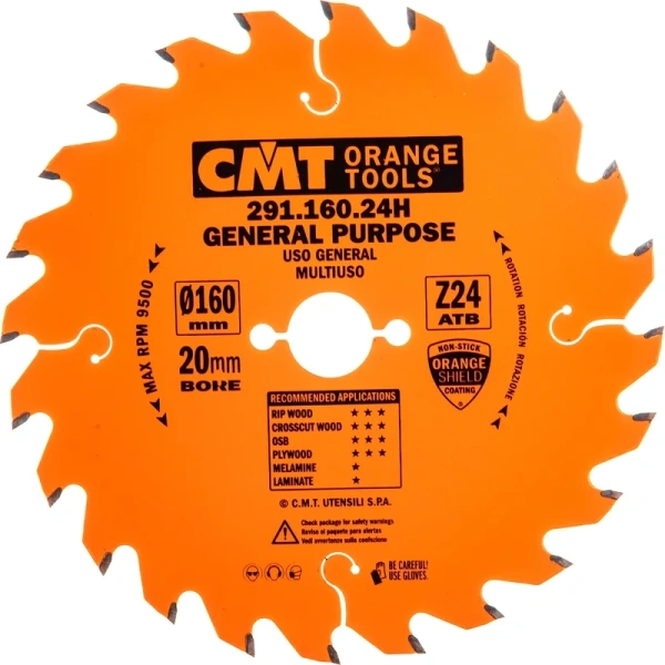 Диск пильный по дереву CMT 160x20x2,5/1,6 15° 15° ATB Z 24  291.160.24H в Перми