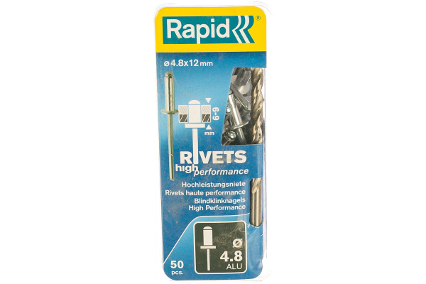 Заклепка алюминий/сталь RAPID 4,8х12мм. 50шт  5000388 в Перми