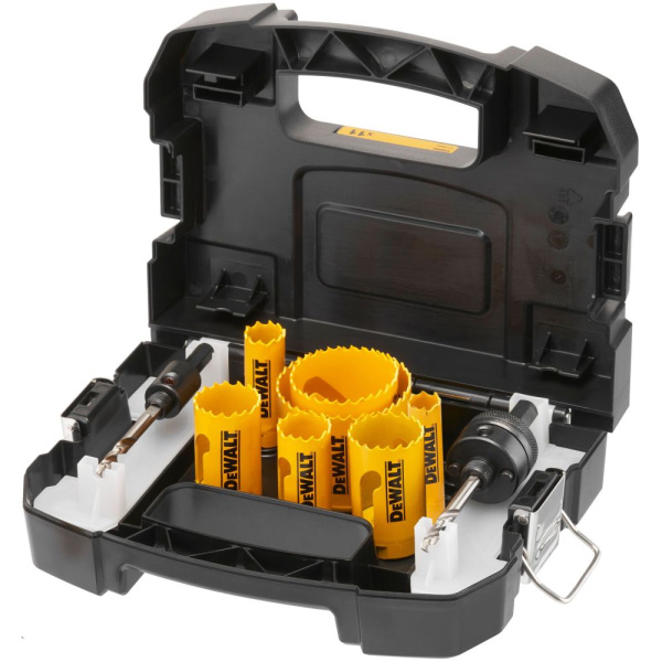 Набор коронок DeWalt по мультиматериалу и пилотных сверл 16-64 мм, DT90354-QZ в Перми