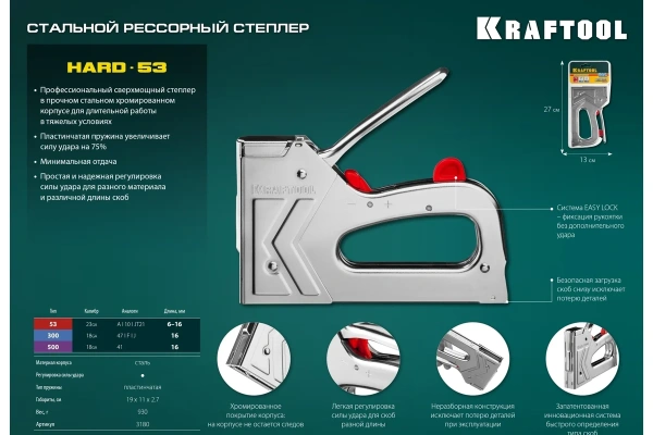 Степлер стальной рессорный Kraftool HARD-53  3180 в Перми 